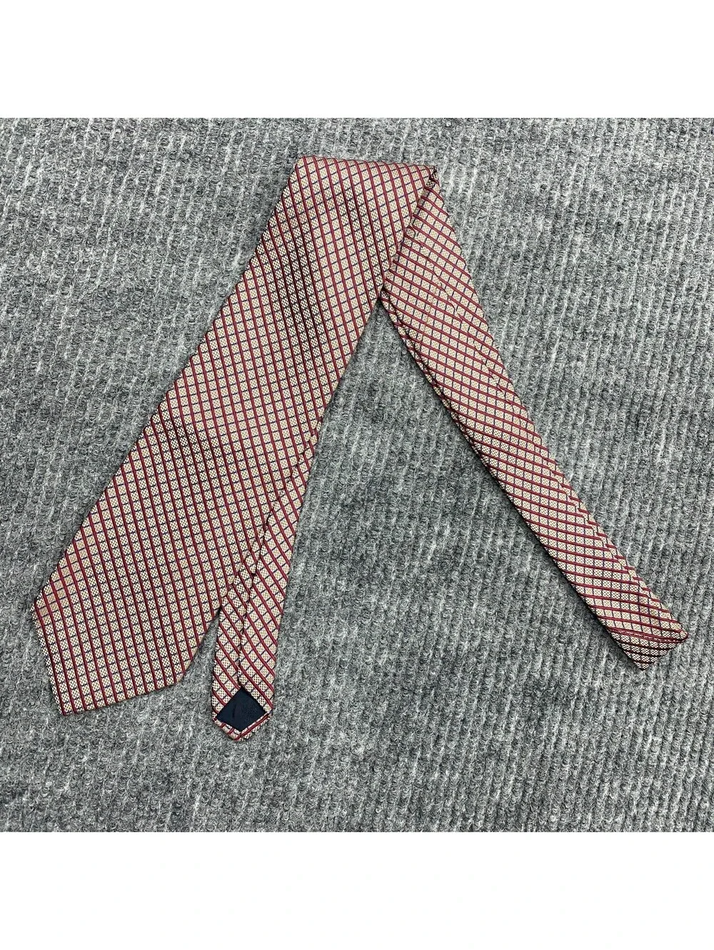 Brooks Brothers Basics Necktie Red Blue Striped Plaid Pure Silk Tie Made In USA